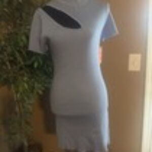 LE LIS Collection - Off The Shoulder Baby Blue Mini Sweater Dress Size Large